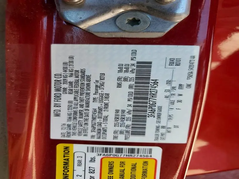 2017 FORD FUSION S  