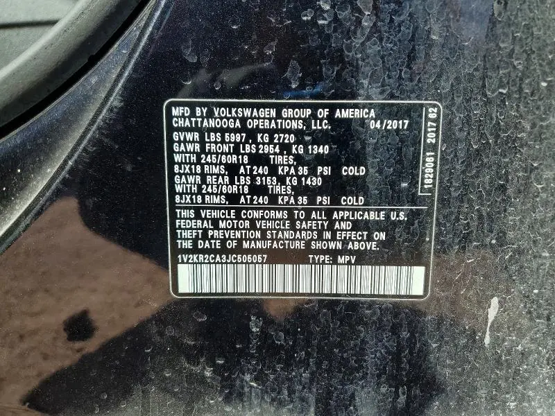 2018 VOLKSWAGEN ATLAS SE  