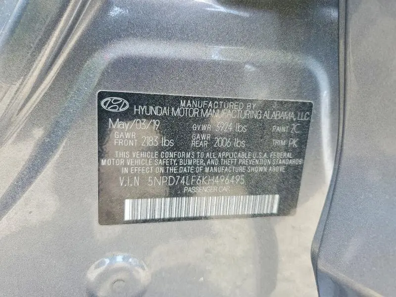 2019 HYUNDAI ELANTRA SE  