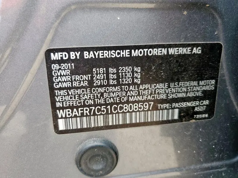 2012 BMW 535 I  