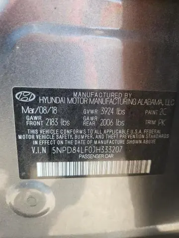 2018 HYUNDAI ELANTRA SEL  