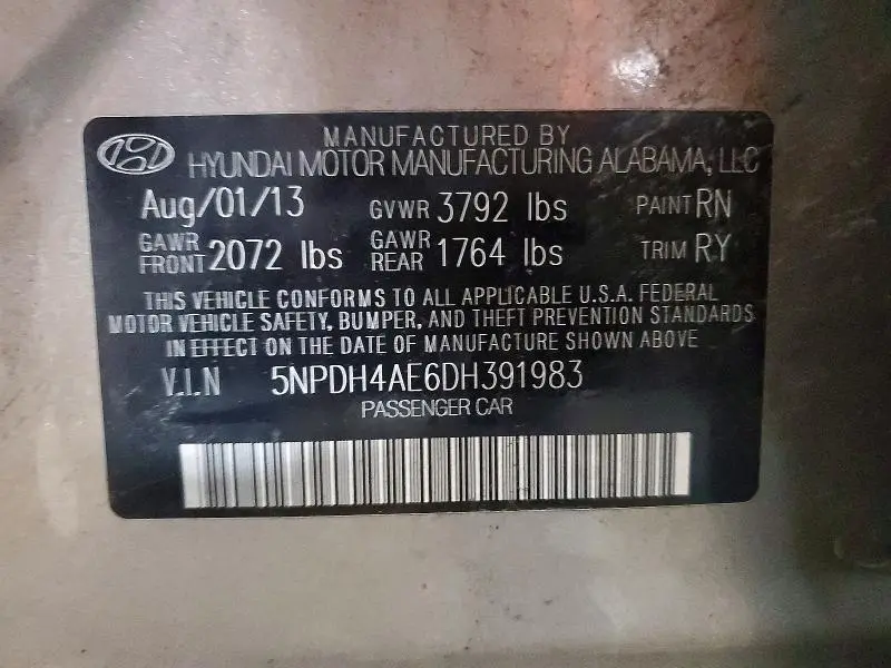 2013 HYUNDAI ELANTRA LIMITED  