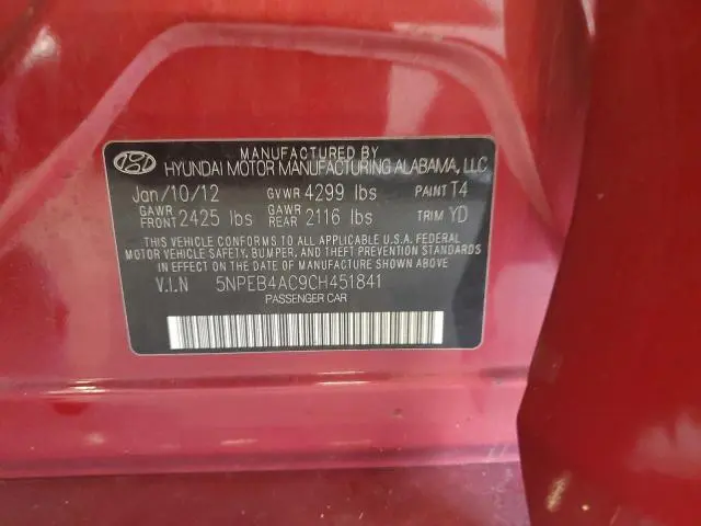 2012 HYUNDAI SONATA GLS  