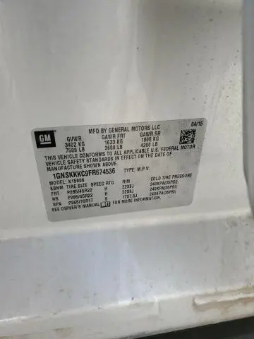 2015 CHEVROLET SUBURBAN K1500 LTZ  