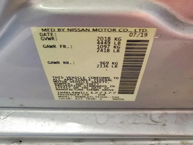 2020 NISSAN ALTIMA S  