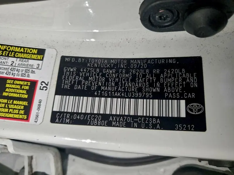 2020 TOYOTA CAMRY SE NIGHTSHADE  