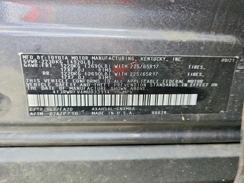 2021 TOYOTA RAV4 XLE  