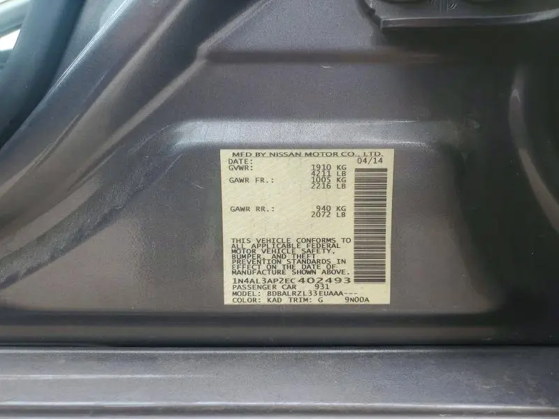 2014 NISSAN ALTIMA 2.5  