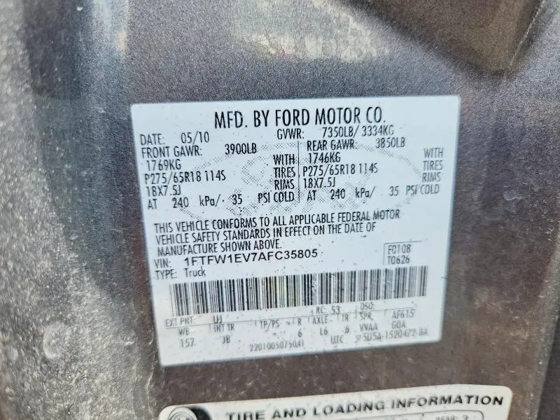 2010 FORD F150 SUPERCREW  