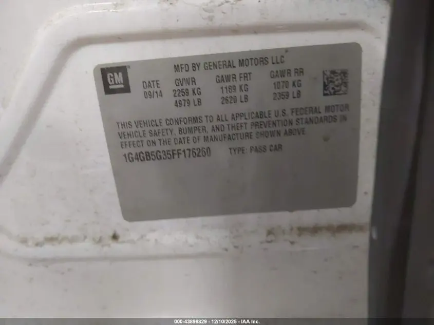 2015 BUICK LACROSSE LEATHER