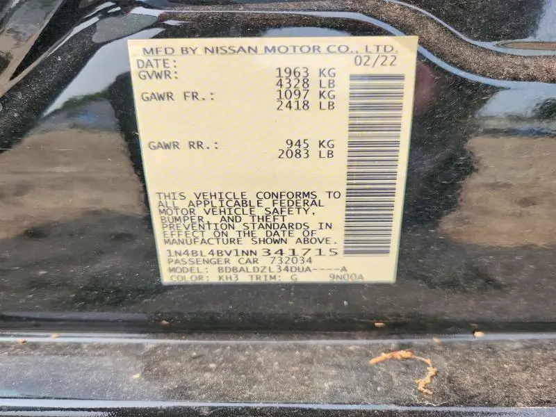 2022 NISSAN ALTIMA S  