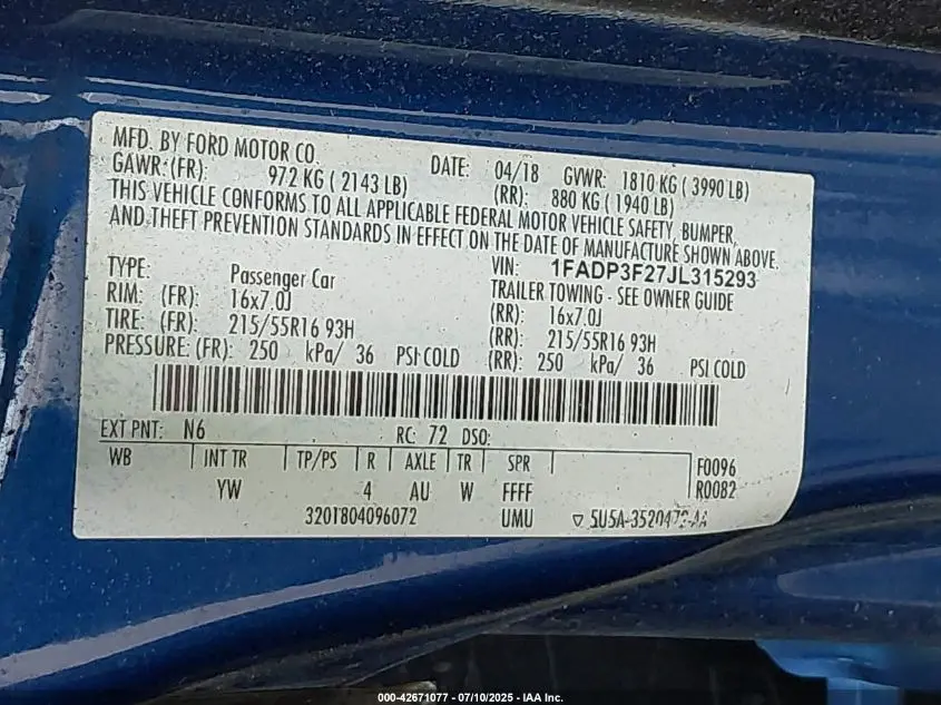 2018 FORD FOCUS SE