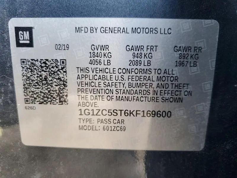 2019 CHEVROLET MALIBU LS  