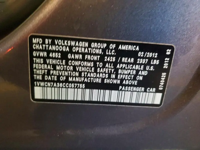 2012 VOLKSWAGEN PASSAT SEL  