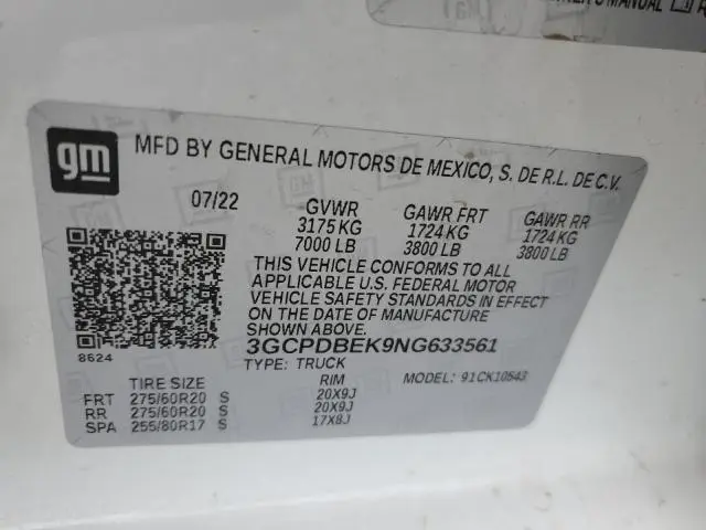 2022 CHEVROLET SILVERADO K1500 CUSTOM  