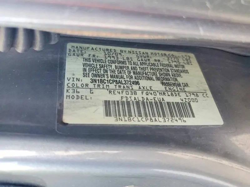 2010 NISSAN VERSA 1.8 S  