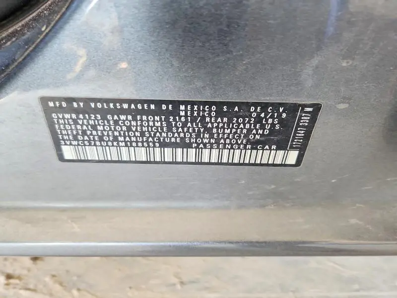 2019 VOLKSWAGEN JETTA S  