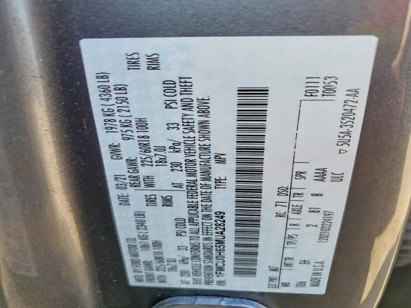 2021 FORD ESCAPE SEL  