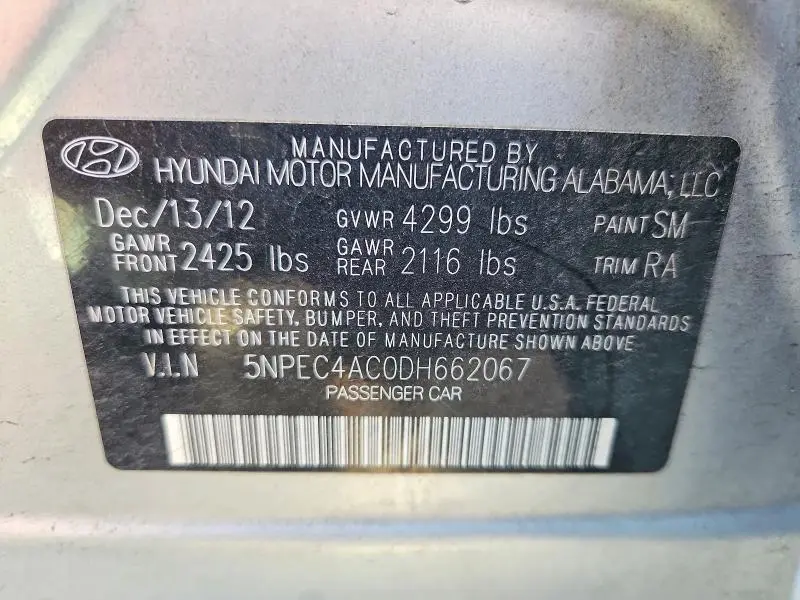 2013 HYUNDAI SONATA SE  