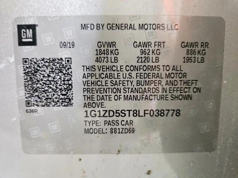 2020 CHEVROLET MALIBU LT  