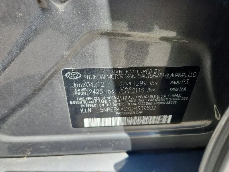 2013 HYUNDAI SONATA GLS  