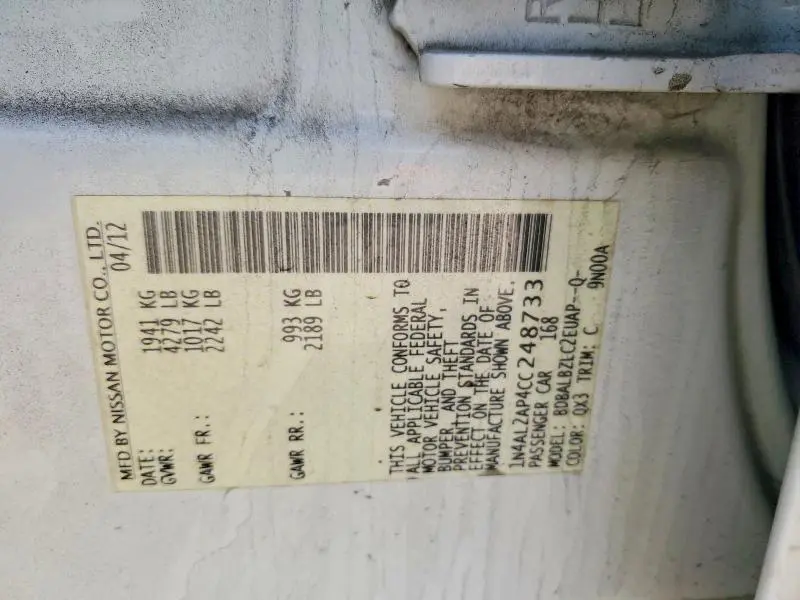 2012 NISSAN ALTIMA 2.5  