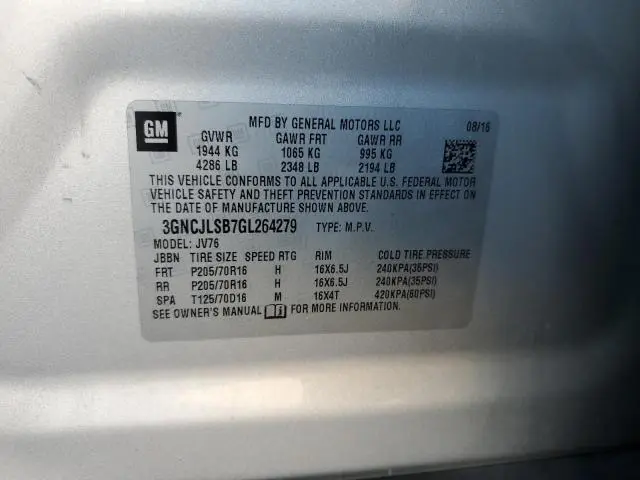 2016 CHEVROLET TRAX 1LT  