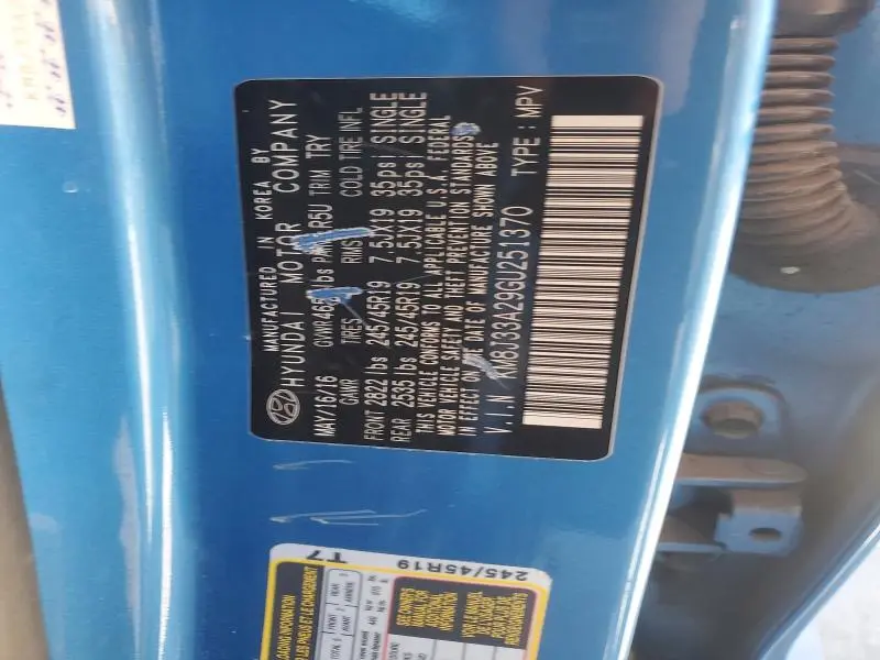 2016 HYUNDAI TUCSON LIMITED  