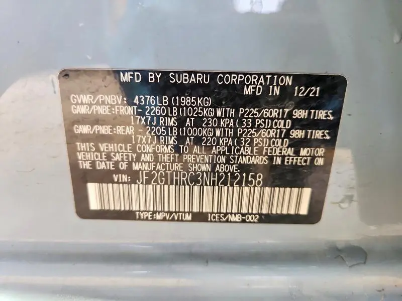 2022 SUBARU CROSSTREK SPORT  