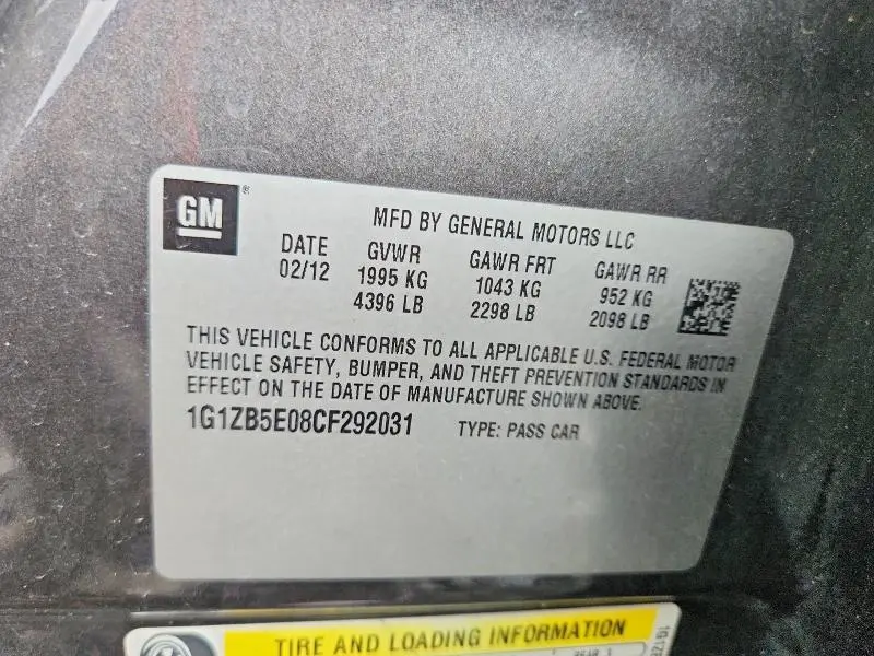 2012 CHEVROLET MALIBU LS  