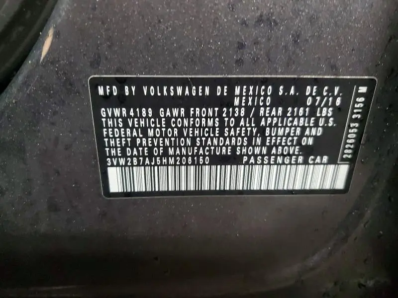 2017 VOLKSWAGEN JETTA S  