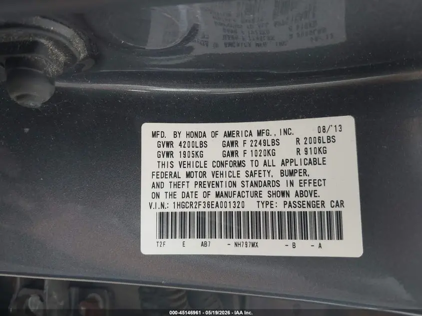 2014 HONDA ACCORD LX