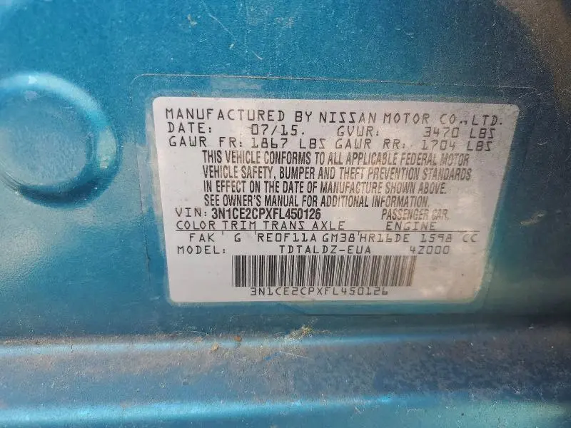 2015 NISSAN VERSA NOTE SV  