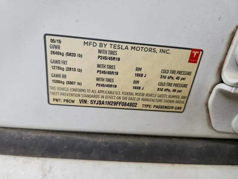 2015 TESLA MODEL S 85D  