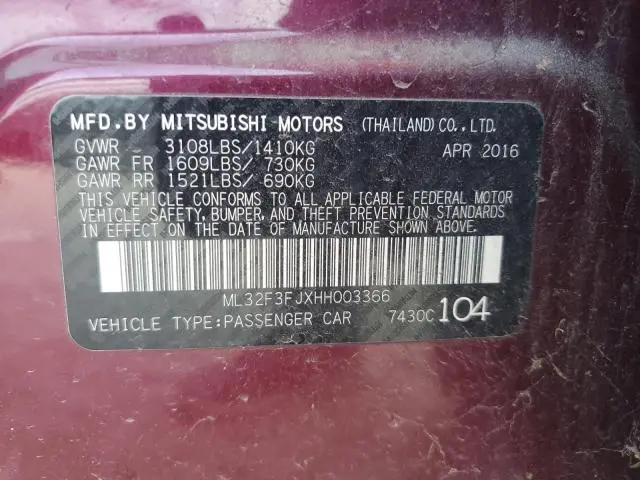 2017 MITSUBISHI MIRAGE G4 ES
