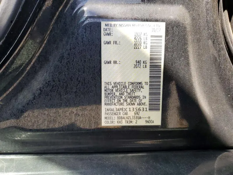 2018 NISSAN ALTIMA 2.5 SR  