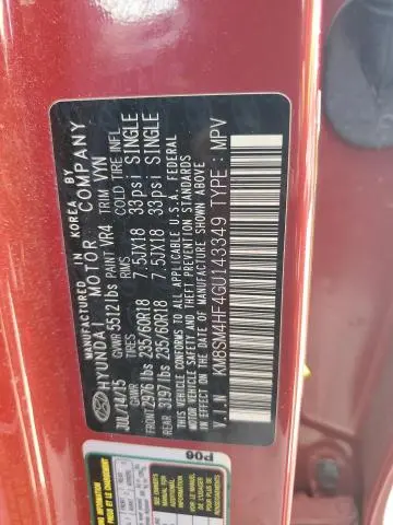 2016 HYUNDAI SANTA FE SE  