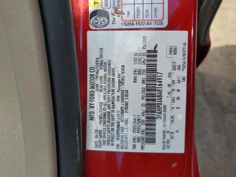 2010 FORD FUSION SEL  