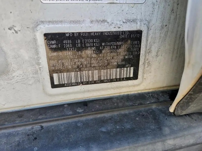 2012 SUBARU OUTBACK 3.6R LIMITED  