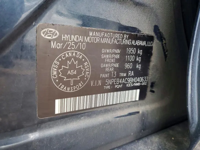 2011 HYUNDAI SONATA GLS  