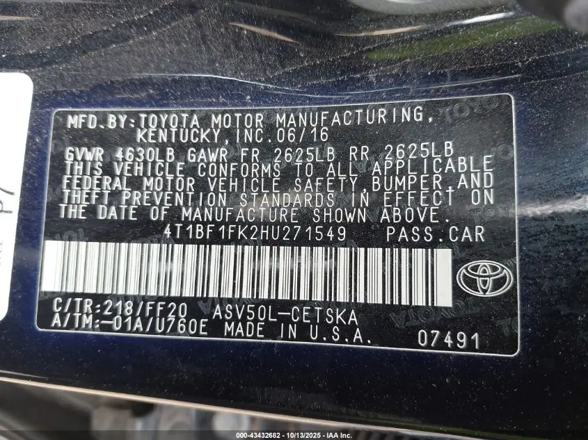 2017 TOYOTA CAMRY SE