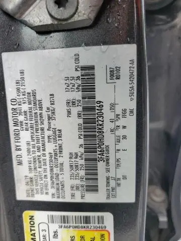 2019 FORD FUSION SE  