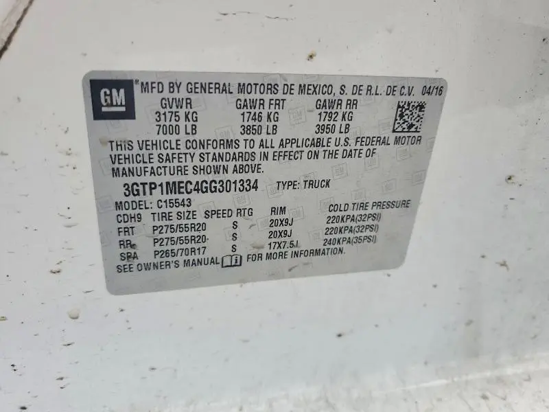 2016 GMC SIERRA C1500 SLE  