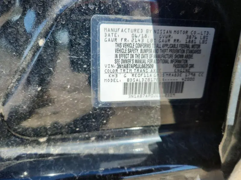 2018 NISSAN SENTRA SV  