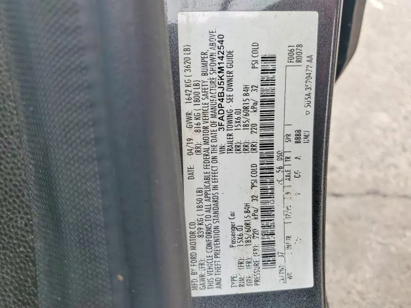 2019 FORD FIESTA SE  
