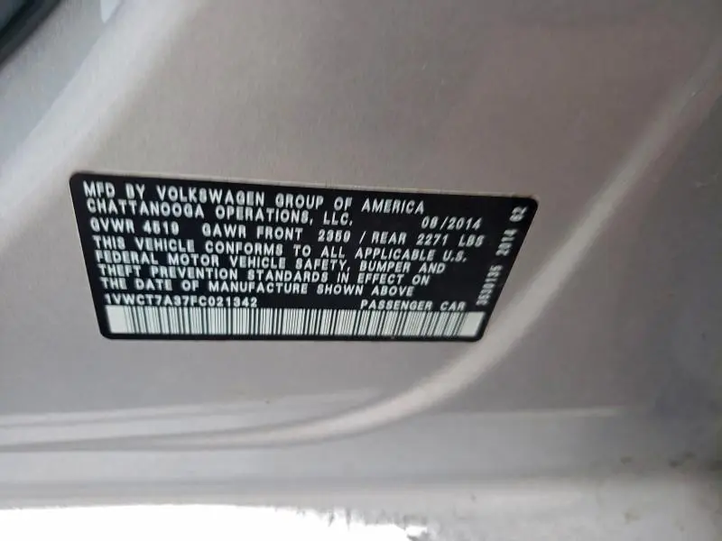 2015 VOLKSWAGEN PASSAT SEL  