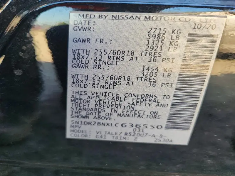 2020 NISSAN PATHFINDER SV  