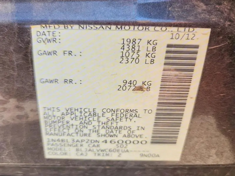 2013 NISSAN ALTIMA 3.5 S  
