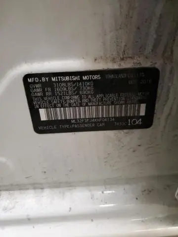 2019 MITSUBISHI MIRAGE G4 ES  