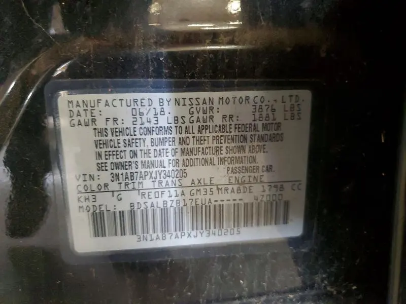 2018 NISSAN SENTRA S  